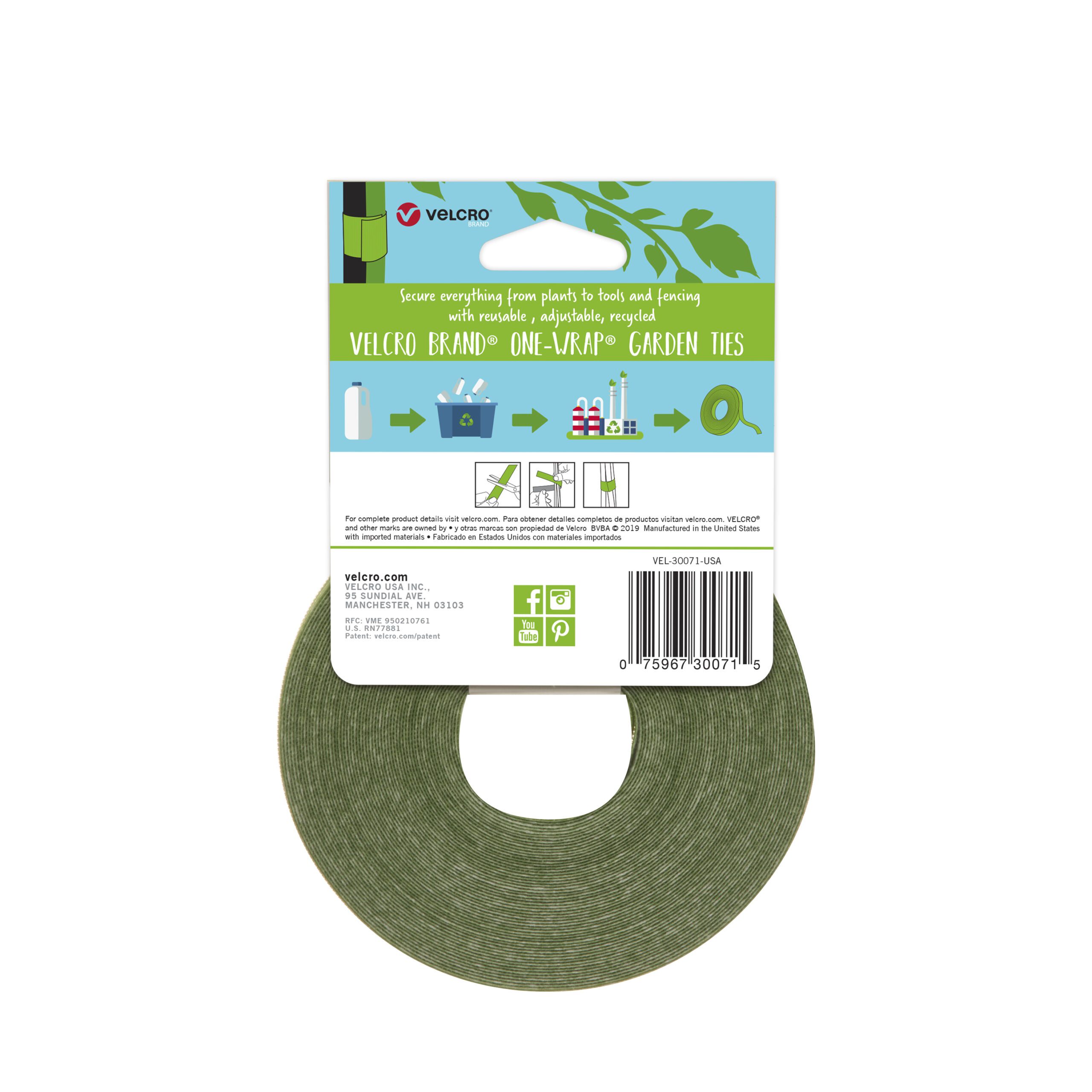VELCRO® Brand ONE-WRAP® Snack Size Plant Tie 12mm x 2m Hook & Loop Re-usable 